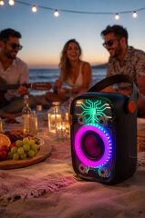 Bluetooth Hoparlör Rgb Işıklı 10W Kablosuz Speaker D77 Siyah