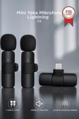 Mini Yaka Mikrofonu Lightning 2 Adet Taşınabilir Mikrofon K9