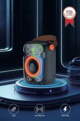 Bluetooth Hoparlör Rgb Işıklı 10W Kablosuz Speaker D77 Siyah