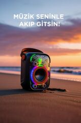 Bluetooth Hoparlör Rgb Işıklı 10W Kablosuz Speaker D77 Siyah