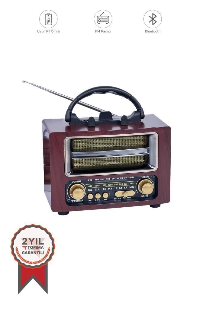 Bluetooth Hoparlör Nostaljik Radyo Speaker NS02 Kahverengi