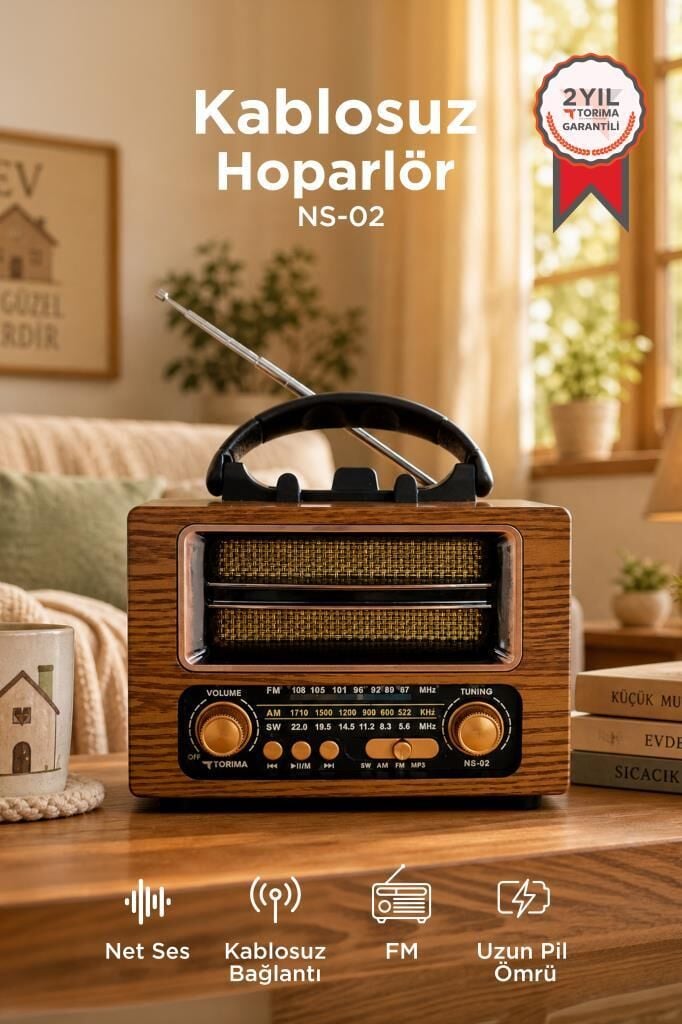 Bluetooth Hoparlör Nostaljik Radyo Speaker NS02 Altın