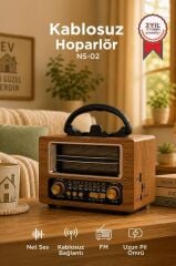 Bluetooth Hoparlör Nostaljik Radyo Speaker NS02 Ahşap