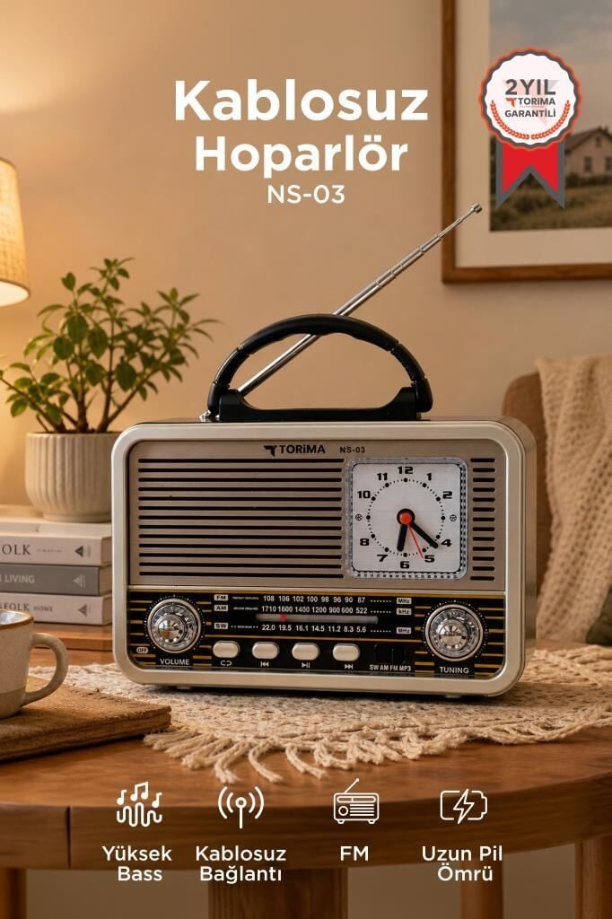 Bluetooth Hoparlör Nostaljik Radyo Speaker NS03 Altın