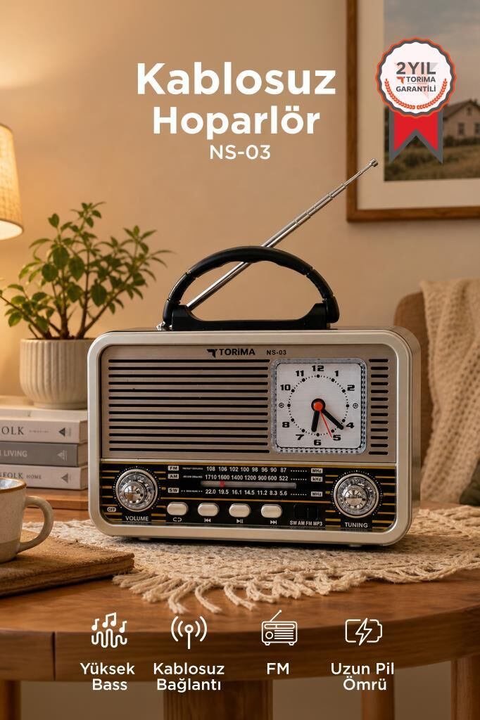 Bluetooth Hoparlör Nostaljik Radyo Speaker NS03 Altın