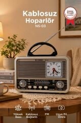 Bluetooth Hoparlör Nostaljik Radyo Speaker NS03 Altın