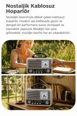 Bluetooth Hoparlör Nostaljik Radyo Speaker NS03 Altın