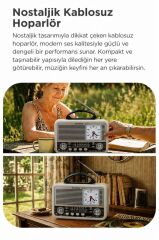 Bluetooth Hoparlör Nostaljik Radyo Speaker NS03 Altın