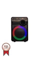 KTS-1590 Kablosuz Mikrofonlu Kumandalı Rgb Ledli Taşınabilir Tekerlekli Bluetooth Hoparlör