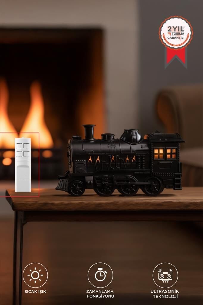 Hava Nemlendiricisi Led Işıklı Aroma Difüzör Tren Tasarım Ultrasonik 300 ML H21 Siyah