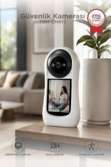 Bebek Kamerası Hareket Algılama Monitörlü Full Hd Smart Ip Güvenlik Kamerası CMR17 Beyaz