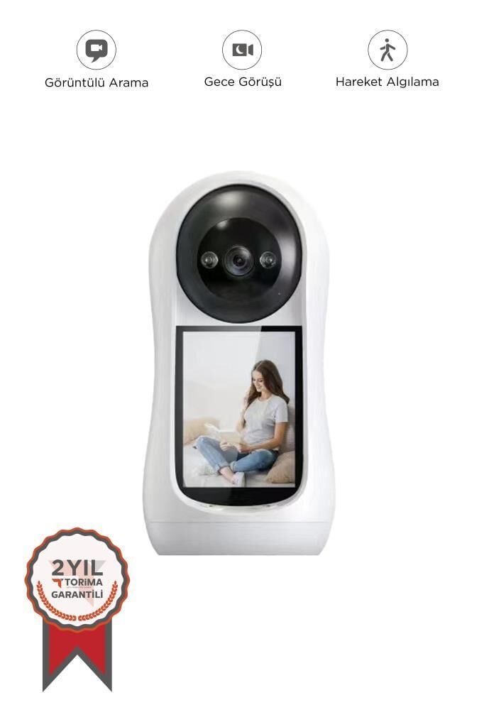 Bebek Kamerası Hareket Algılama Monitörlü Full Hd Smart Ip Güvenlik Kamerası CMR17 Beyaz