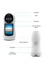 Bebek Kamerası Hareket Algılama Monitörlü Full Hd Smart Ip Güvenlik Kamerası CMR17 Beyaz