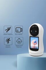 Bebek Kamerası Hareket Algılama Monitörlü Full Hd Smart Ip Güvenlik Kamerası CMR17 Beyaz