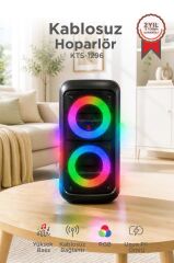 Bluetooth Hoparlör Telefon Tutacaklı Rgb Işıklı Speaker KTS-1296 Siyah