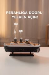 Hava Nemlendiricisi Kumandalı Led Işıklı Aroma Difüzör Gemi Tasarım Ultrasonik 250 ML H22 Siyah