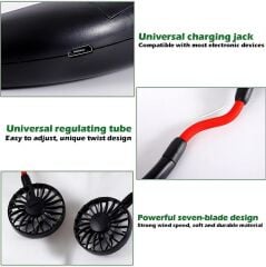 Vantilatör 3 Kademeli Eller Serbest Boyuna Asılabilir Şarjlı Klima Soğutucu Fan F04 Siyah
