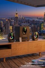 Torima Bilgisayar Hoparlörü Rgb Işıklı 2in1 Subwoofer Bluetooth Hoparlör Speaker D38 Siyah