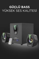 Torima D38 Siyah Bluetooth Hoparlör 2in1 Subwoofer RGB Işıklı Bilgisayar Hoparlörü Speaker