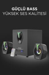 Torima D38 Siyah Bluetooth Hoparlör 2in1 Subwoofer RGB Işıklı Bilgisayar Hoparlörü Speaker
