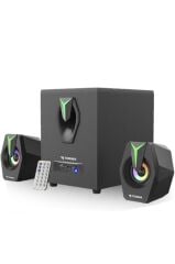 Torima D38 Siyah Bluetooth Hoparlör 2in1 Subwoofer RGB Işıklı Bilgisayar Hoparlörü Speaker