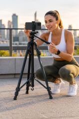 Tripod Profesyonel Kumandalı Su Terazili 1.2M Telefon Tutucu 8830 Siyah