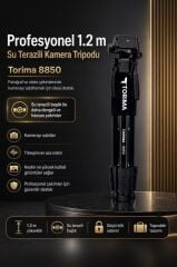 Profesyonel Tripod 1.2m Su Terazili Kamera Tripod 8850 Siyah