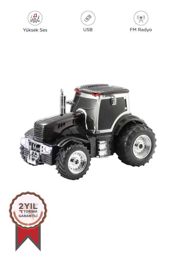Bluetooth Hoparlör Traktör Tasarımlı USB FM Destekli Speaker D42 Siyah
