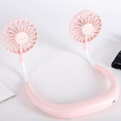 Vantilatör 3 Kademeli Eller Serbest Boyuna Asılabilir Şarjlı Klima Soğutucu Fan F04 Pembe