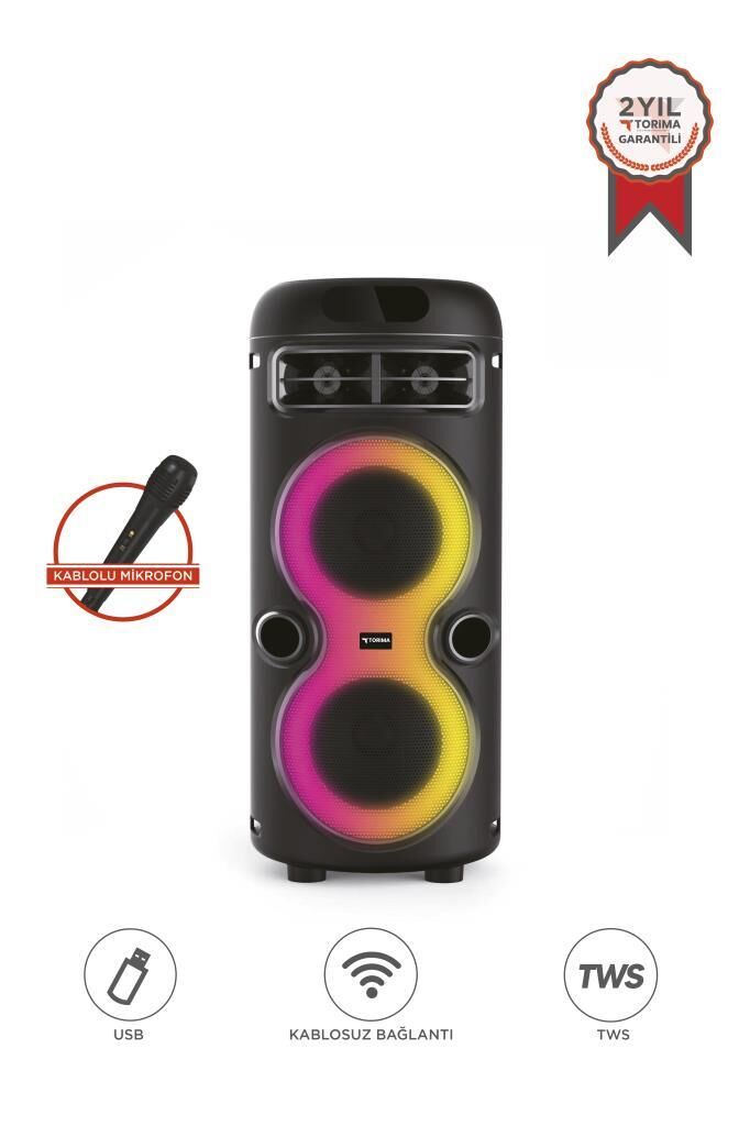 Bluetooth Hoparlör Rgb Işıklı Mikrofonlu Taşınabilir Speaker D41 Siyah
