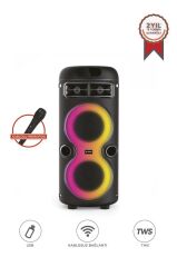 Bluetooth Hoparlör Rgb Işıklı Mikrofonlu Taşınabilir Speaker D41 Siyah