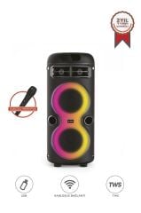 Bluetooth Hoparlör Rgb Işıklı Mikrofonlu Taşınabilir Speaker D41 Siyah
