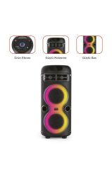 Bluetooth Hoparlör Rgb Işıklı Mikrofonlu Taşınabilir Speaker D41 Siyah