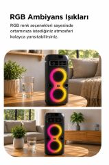 Bluetooth Hoparlör Rgb Işıklı Mikrofonlu Taşınabilir Speaker D41 Siyah