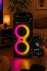 Bluetooth Hoparlör Rgb Işıklı Mikrofonlu Taşınabilir Speaker D41 Siyah