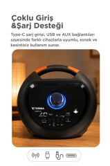 Bluetooth Hoparlör Rgb Işıklı Mikrofonlu Taşınabilir Speaker D41 Siyah