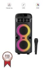 Bluetooth Hoparlör Rgb Işıklı Mikrofonlu Taşınabilir Speaker D41 Siyah