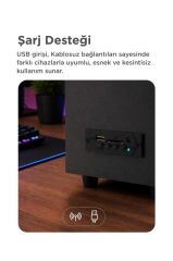Bilgisayar Hoparlörü Rgb Işıklı 2IN1 Subwoofer Bluetooth Hoparlör Speaker D37 Siyah