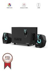 Torima D37 Siyah Bluetooth Hoparlör 2in1 Subwoofer RGB Işıklı Bilgisayar Hoparlörü Speaker