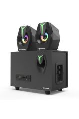 Bilgisayar Hoparlörü Rgb Işıklı 2IN1 Subwoofer Bluetooth Hoparlör Speaker D37 Siyah