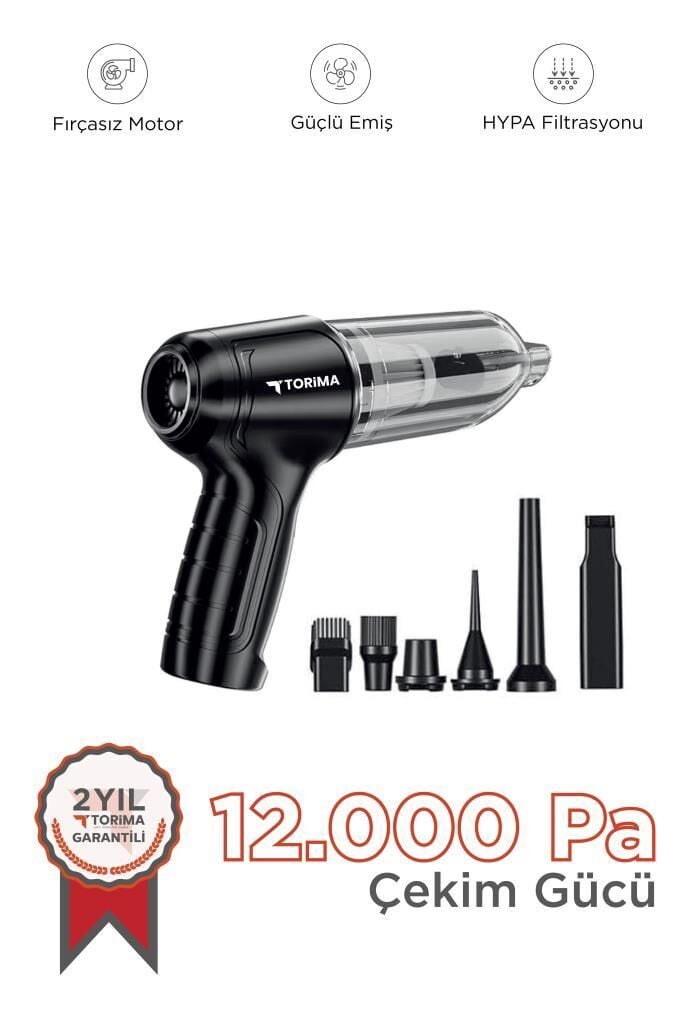 Mini Şarjlı Araç Süpürgesi Çok Fonksiyonlu Üflemeli El Süpürgesi LT107C Siyah