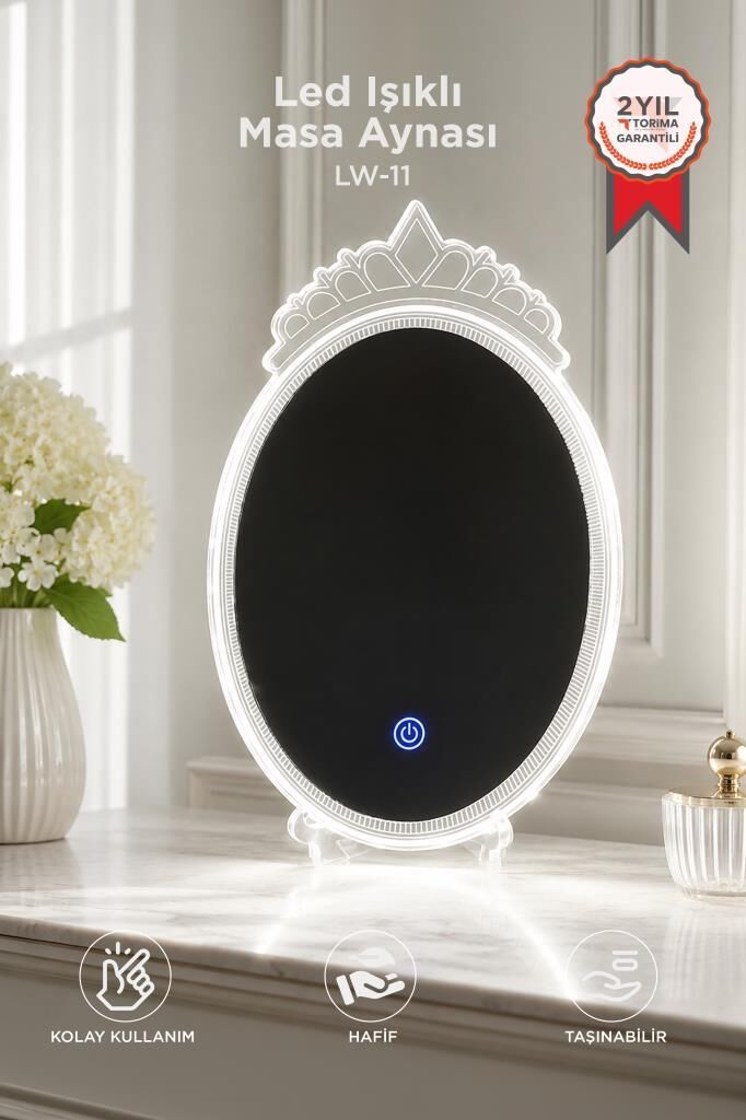 Dekoratif Kristal Elmas Led Işıklı Masa Aynası LW11
