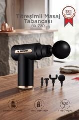 Masaj Tabancası Sporcu Masaj Aleti Titreşimli Şarjlı Kas Egzersiz Aleti BX720 Siyah