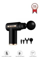 Masaj Tabancası Sporcu Masaj Aleti Titreşimli Şarjlı Kas Egzersiz Aleti BX720 Siyah