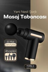 Masaj Tabancası Sporcu Masaj Aleti Titreşimli Şarjlı Kas Egzersiz Aleti BX720 Siyah
