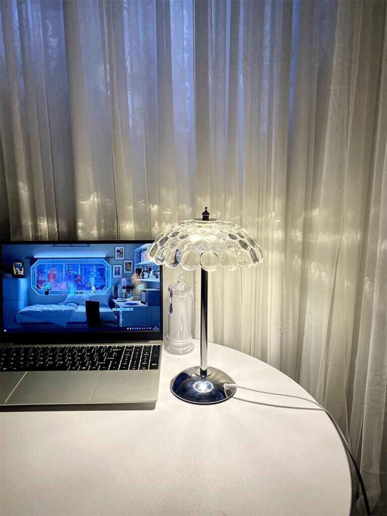 Abajur Kristal Elmas Masa Lambası Led Işıklı Kumandalı Akrilik Gece Lambası LW15 Gümüş