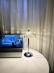 Abajur Kristal Elmas Masa Lambası Led Işıklı Kumandalı Akrilik Gece Lambası LW-15 Gümüş