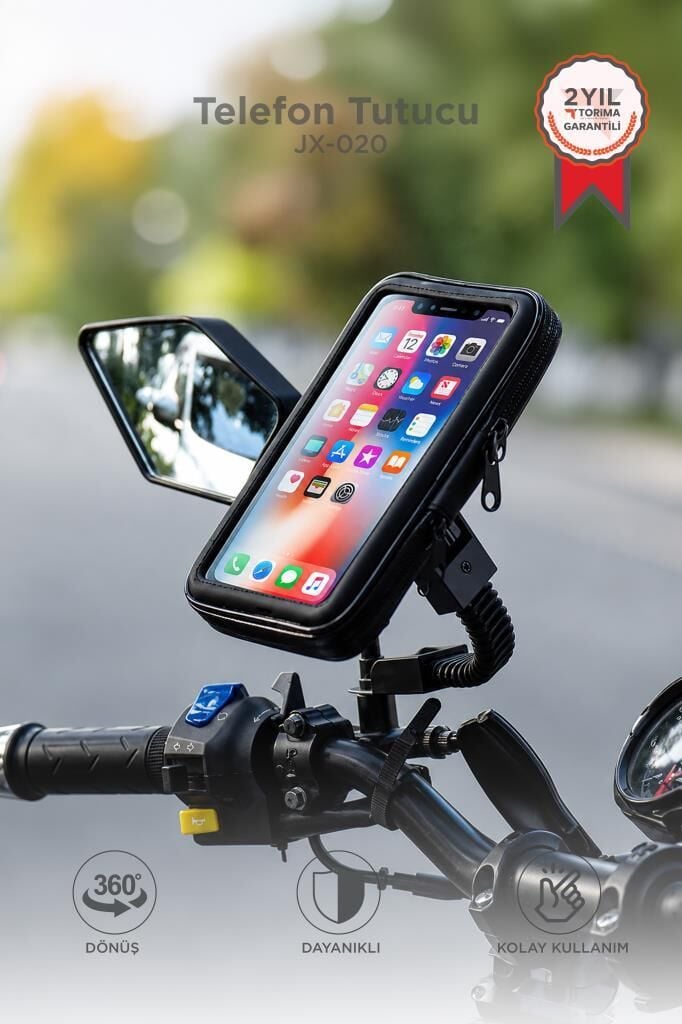 Telefon Tutucu Su Geçirmez Motorsiklet Bisiklet Atv Oto Aksesuarları JX100 Siyah
