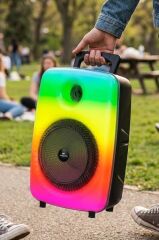 Bluetooth Hoparlör Mikrofonlu Rgb Işıklı Taşınabilir Parti Speaker GTS-1802 Siyah