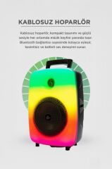 Bluetooth Hoparlör Mikrofonlu Rgb Işıklı Taşınabilir Parti Speaker GTS-1802 Siyah